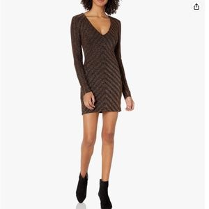 Dress the Population x Cosmopolitan Dress Medium Maya Metallic Mini Chevron